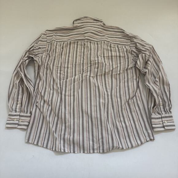 Vintage Faconnable Striped Shirt Cotton Button Up Collared Long Sleeve Medium - Picture 6 of 9